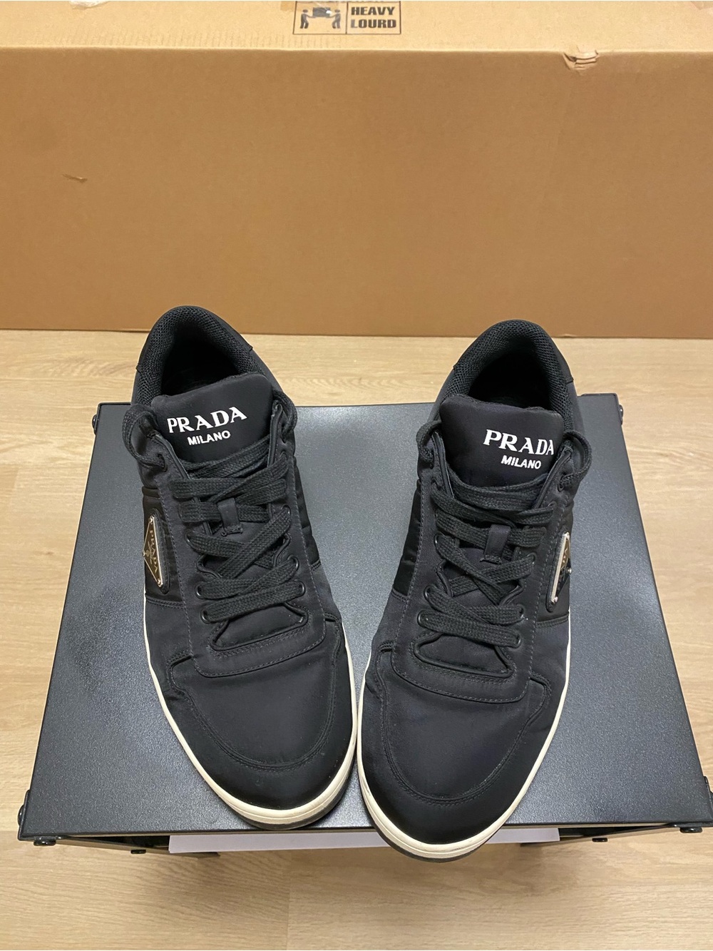 Prada Black Low-Top Sneakers with White Sole